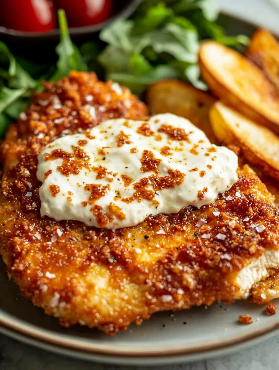 Une assiette de poulet avec du fromage feta et du miel.