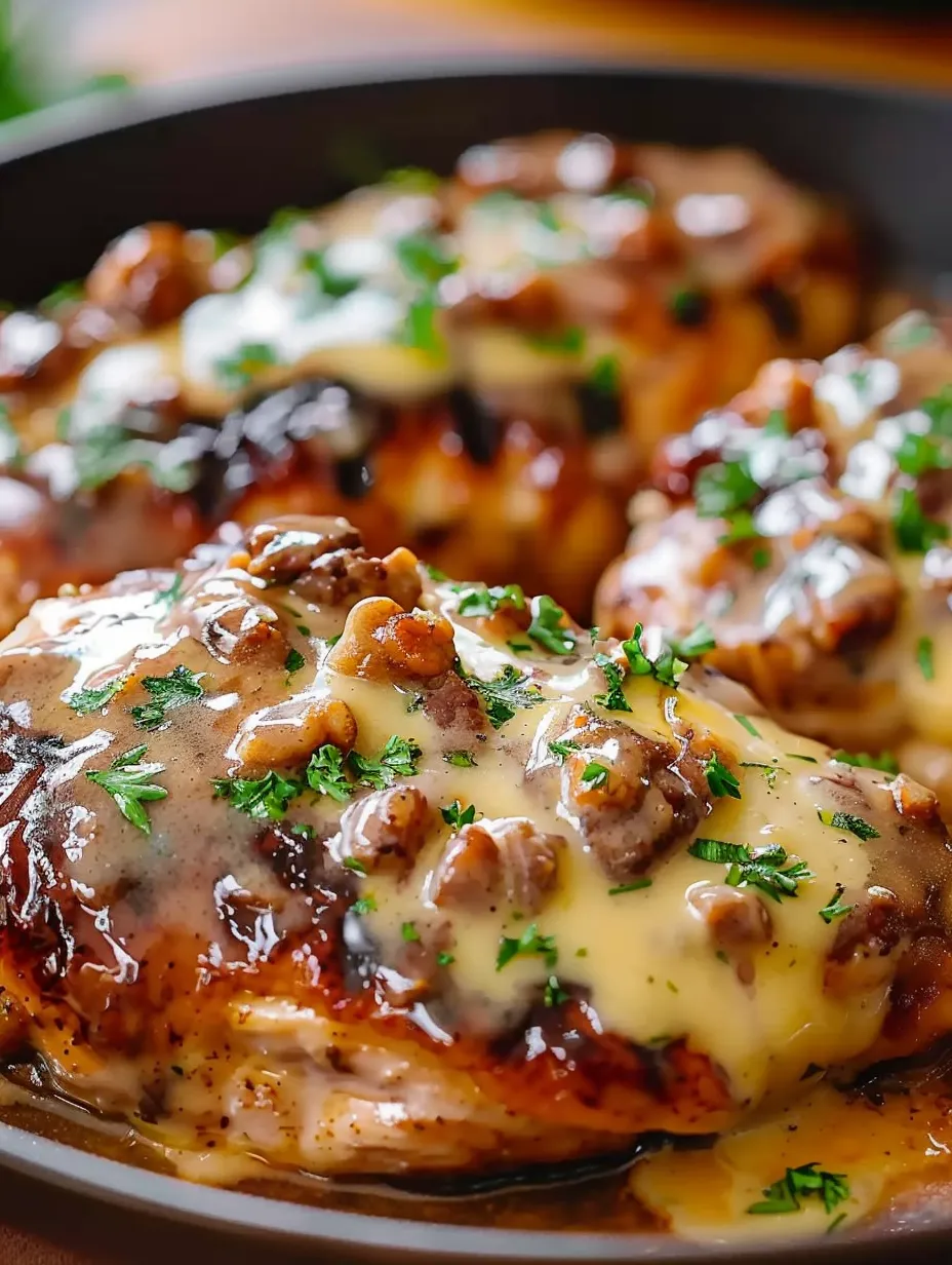 Un gros plan d'un délicieux Poulet Nappé façon Texas Roadhouse.