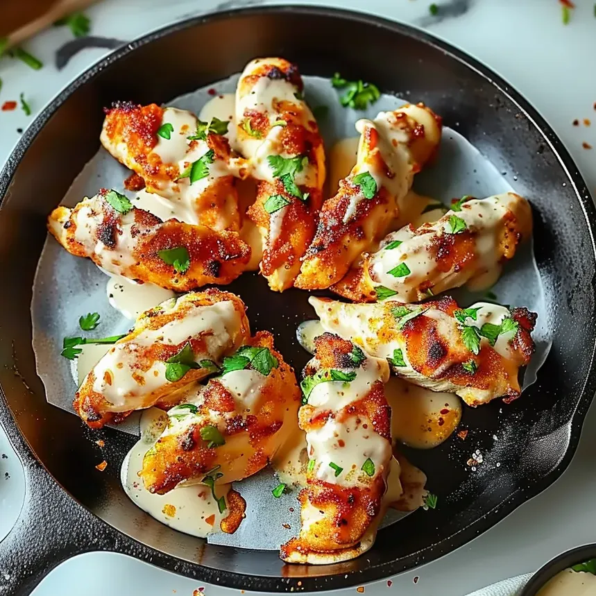 Une poêle de tortillas au poulet à l'ail.