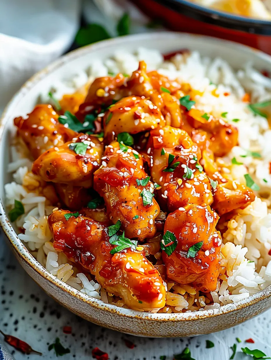 Un bol de riz avec du poulet et de la sauce.