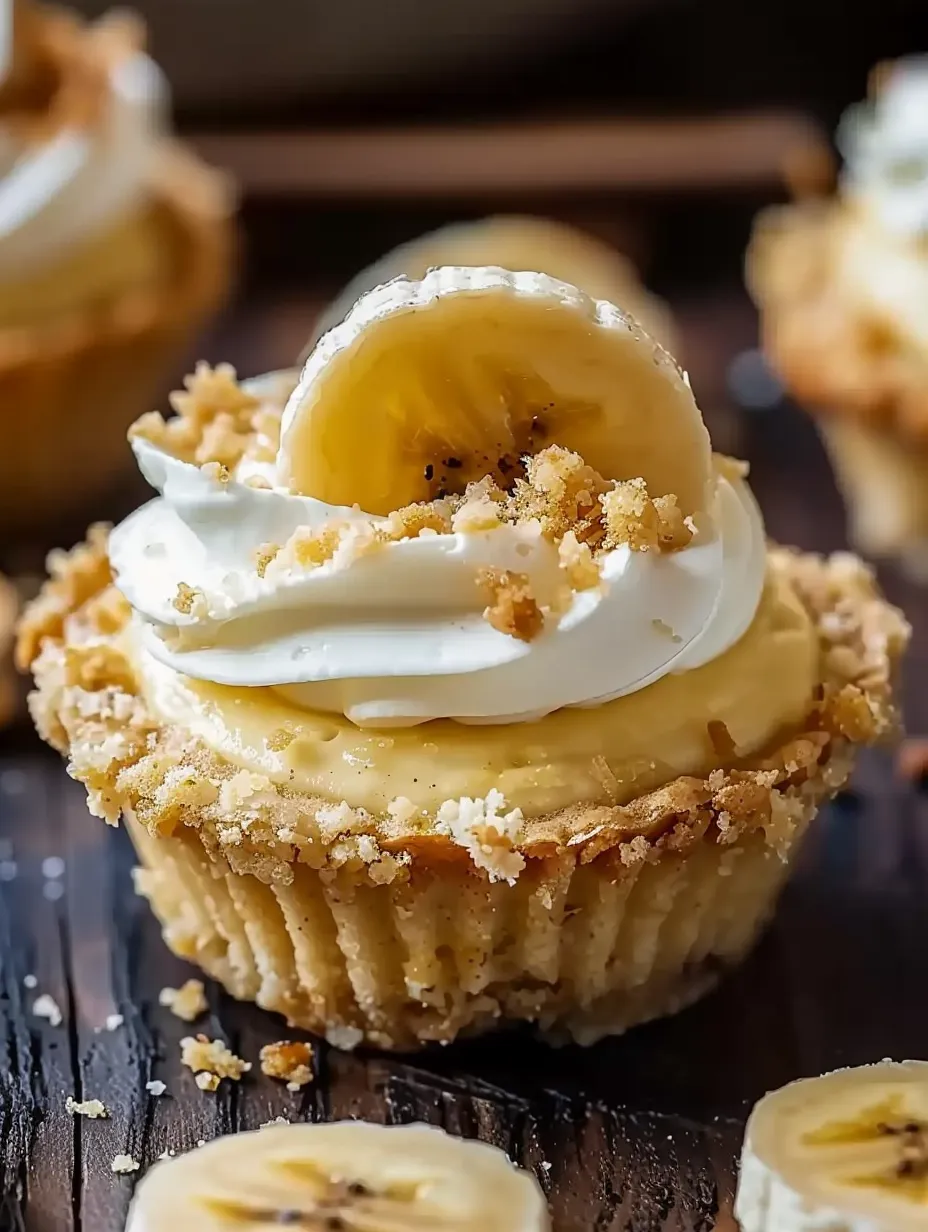 Un cupcake avec une banane sur le dessus.
