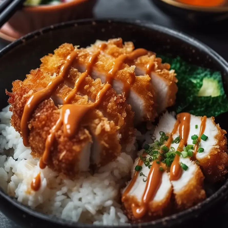 Un bol de nourriture avec du poulet et du riz.