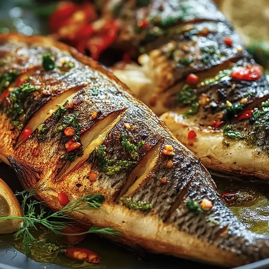 Poisson grillé avec une touche piquante.