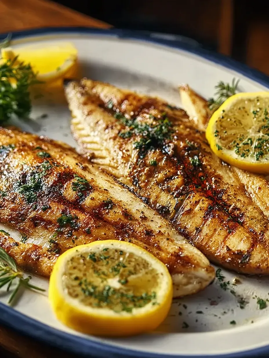 Une assiette de poisson grillé avec citron.