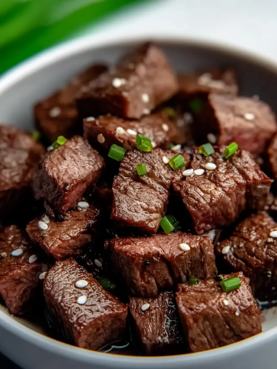Un bol de bœuf avec des oignons verts.