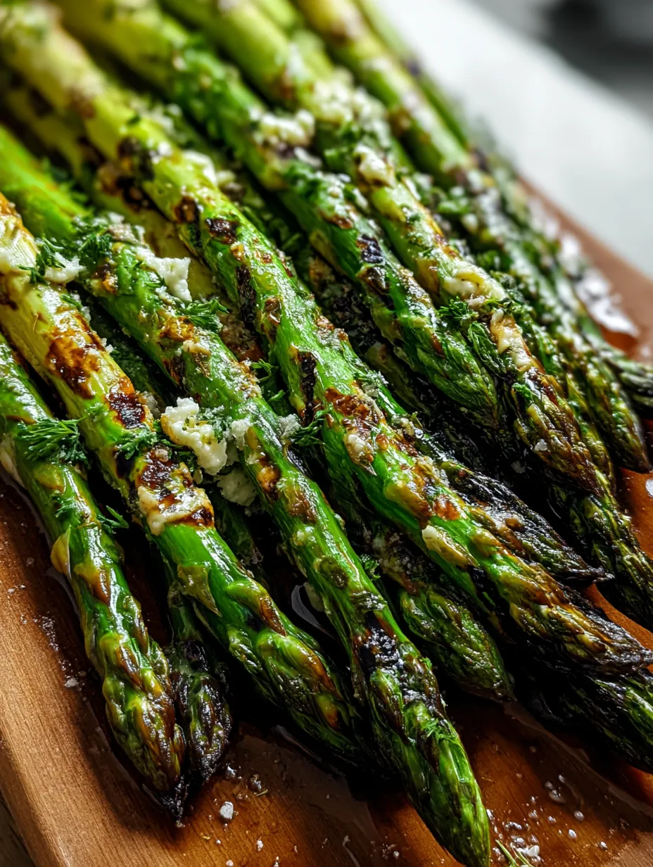 Asperges grillées au beurre à l'ail.