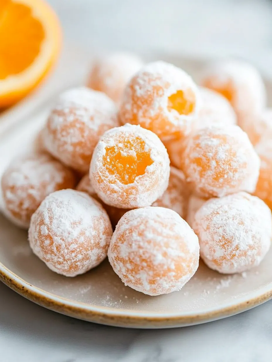 Une assiette de truffes à la crème d'orange.