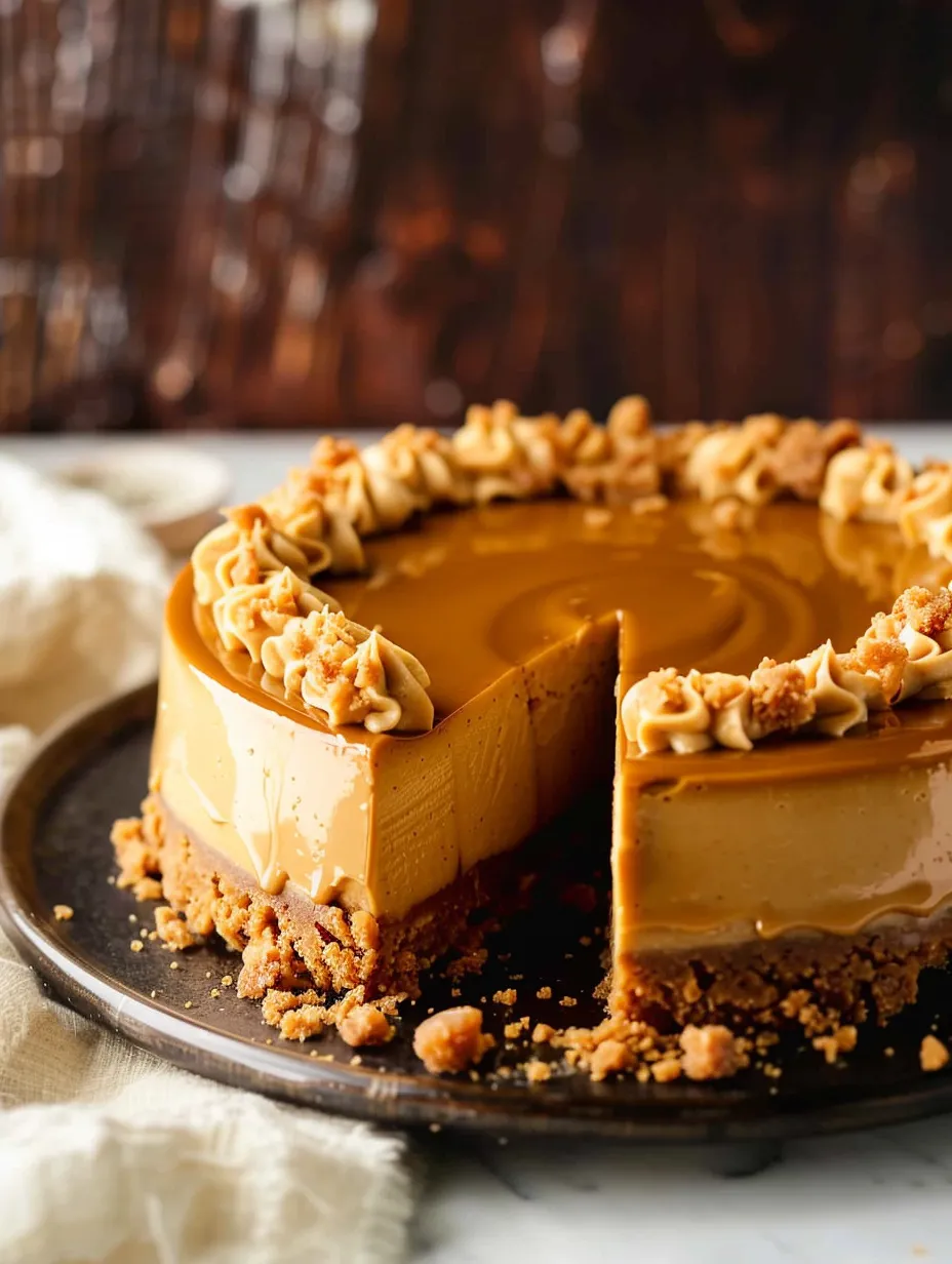 Une part de cheesecake au caramel bien garni.