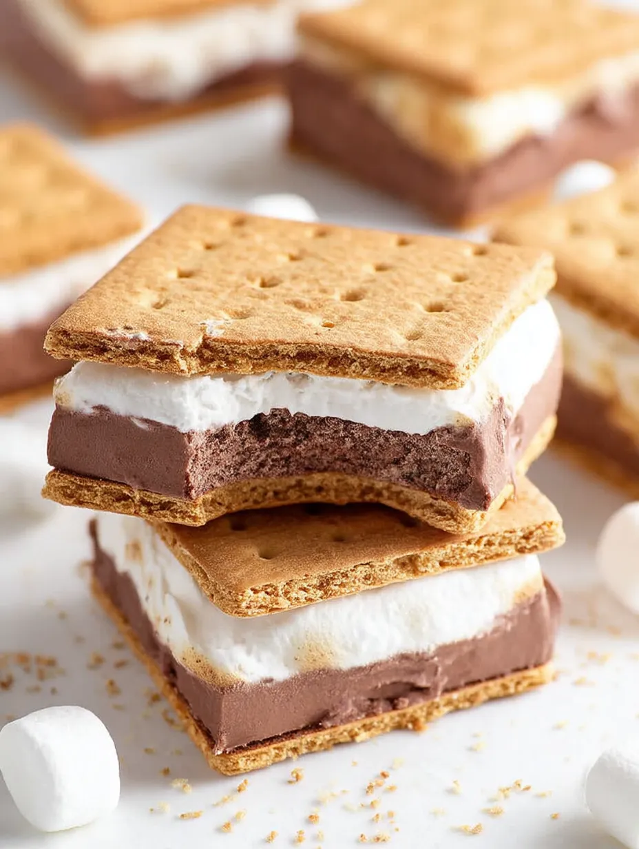 Une pile de trois portions de délice glacé façon s'mores.
