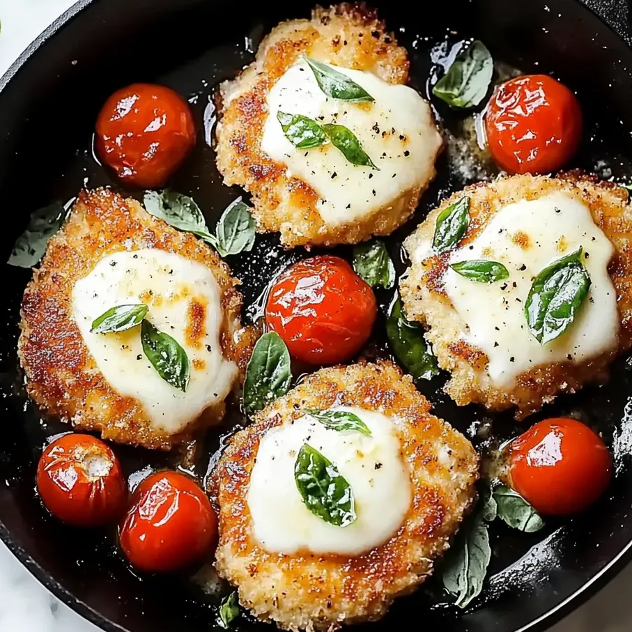 Un plat d'escalopes de poulet au basilic italien.