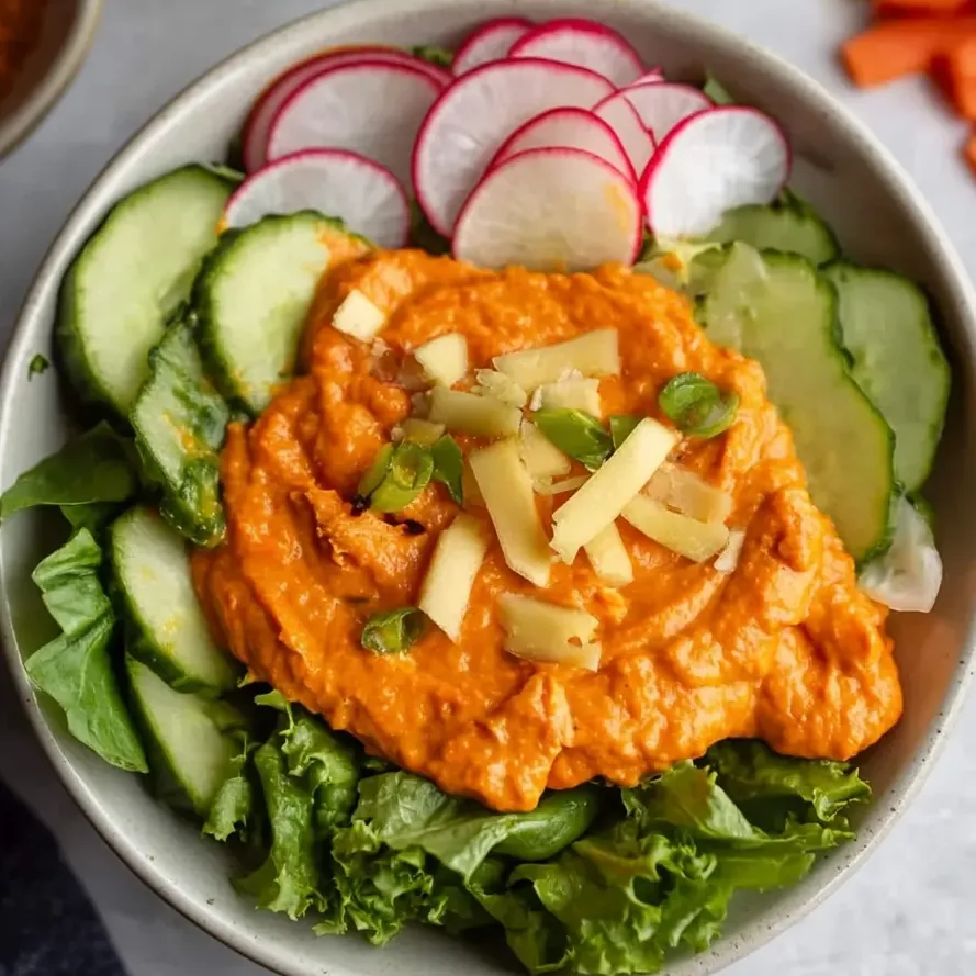 Un bol de salade avec des concombres, des radis et des carottes.