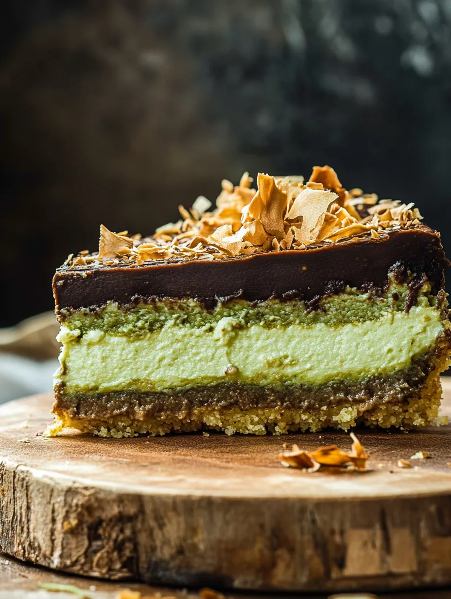 Une part de cheesecake au chocolat avec une garniture de noix.