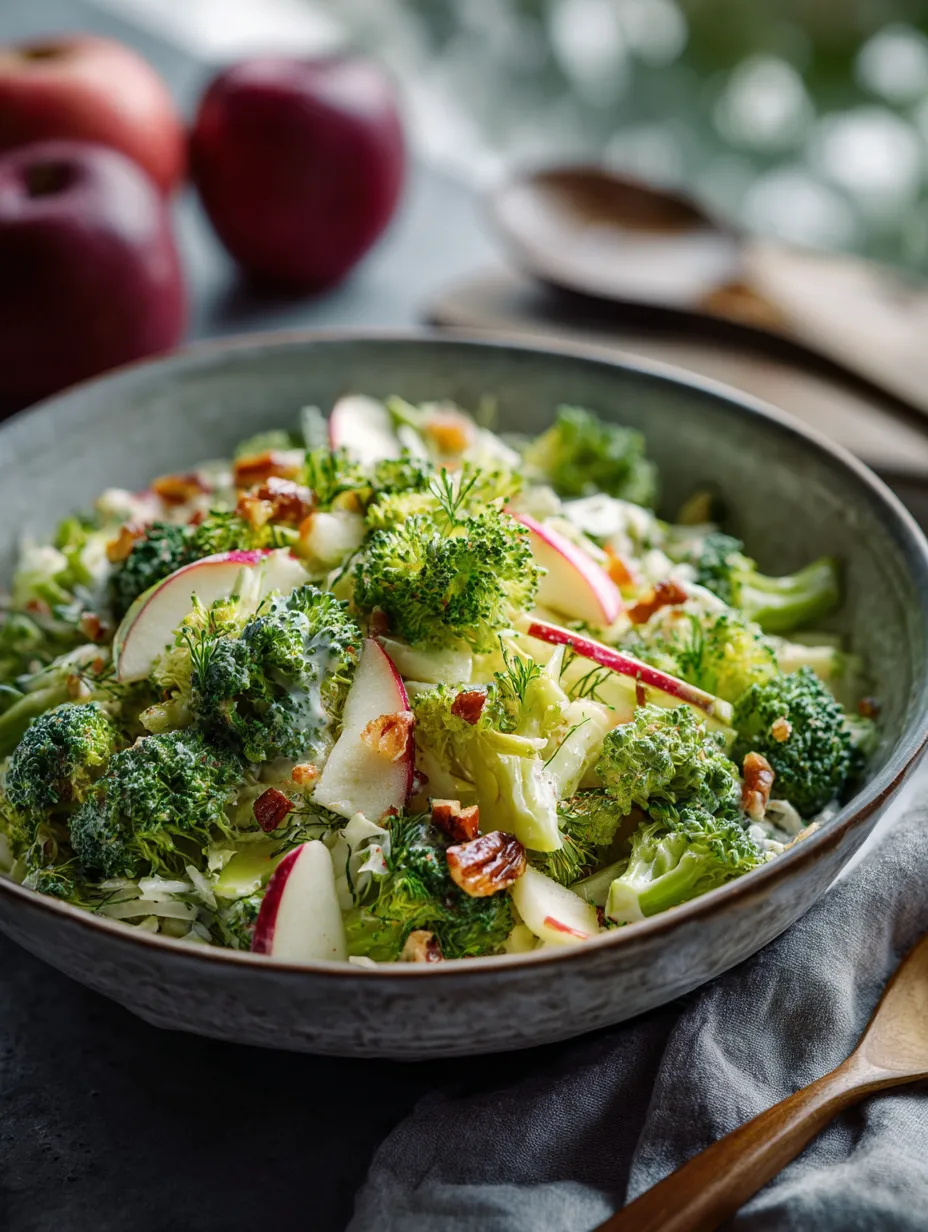 Un bol de salade Waldorf au brocoli.