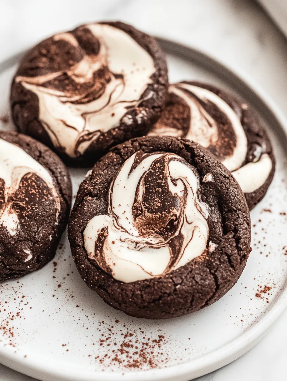 Une assiette de cookies au chocolat avec tourbillon de guimauve
