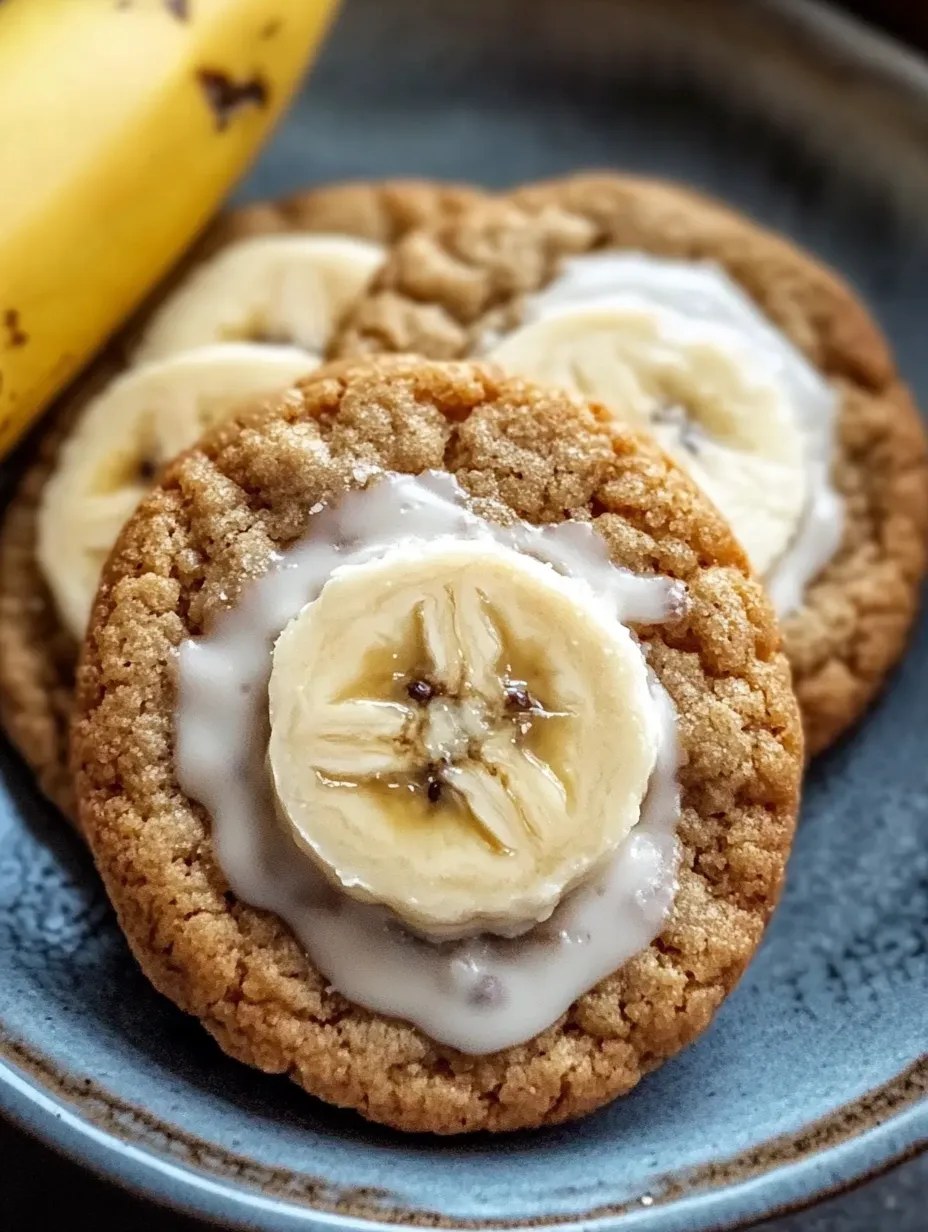 Une assiette de biscuits avec des bananes sur le dessus.