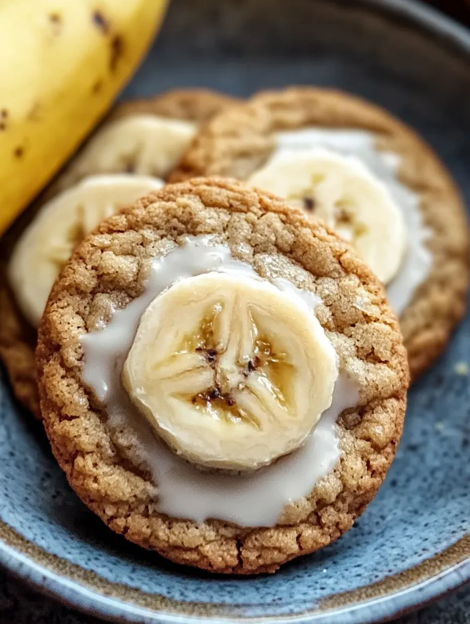 Une assiette de biscuits avec des bananes sur le dessus.