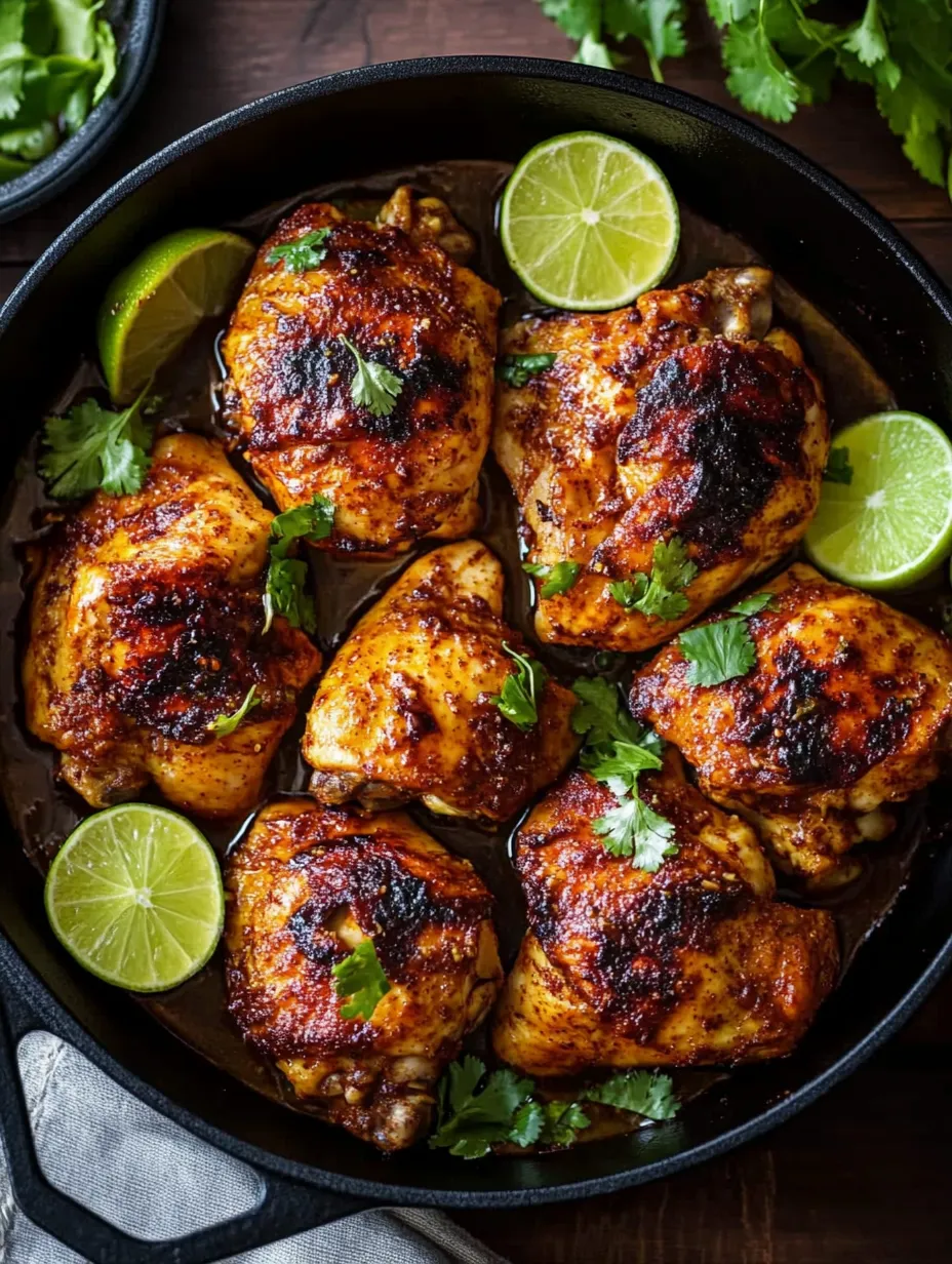 Un plat de cuisses de poulet citron-chili.