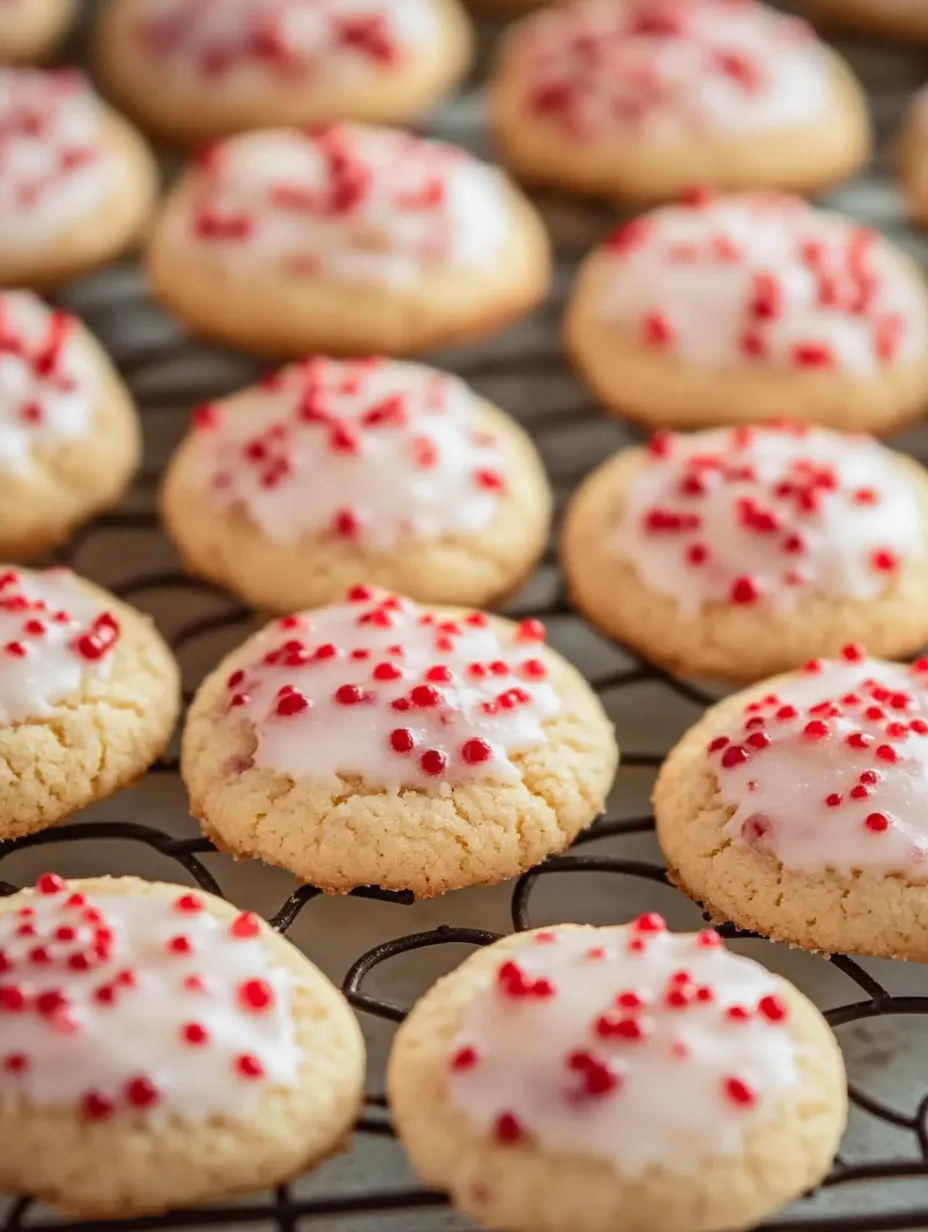 Un plateau de biscuits amande-cerise.