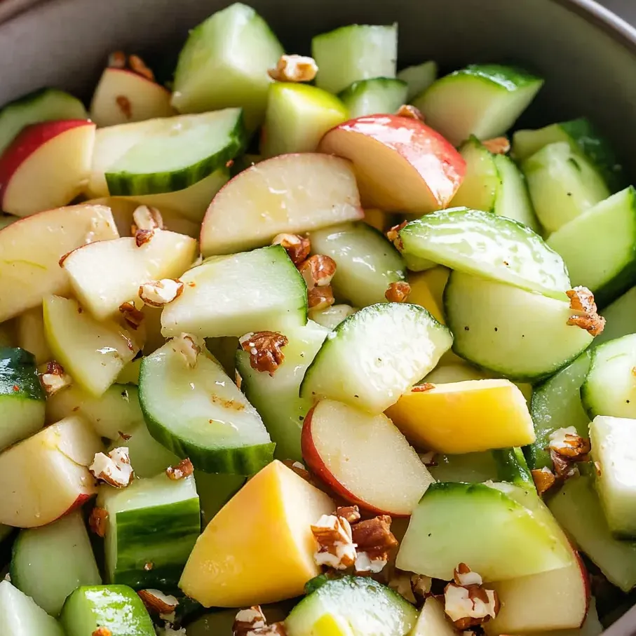 Un bol de salade croquante pomme concombre.