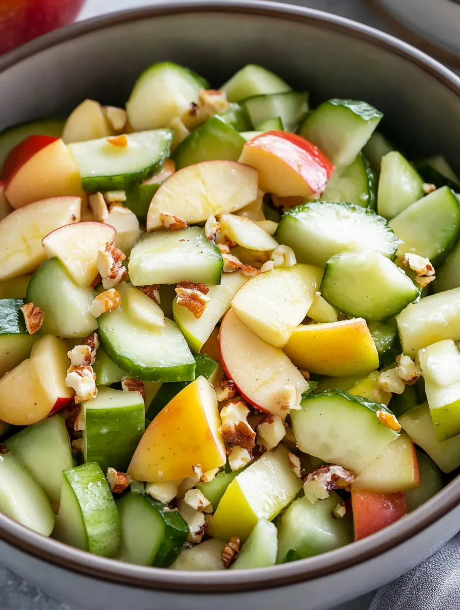 Un bol de salade croquante pomme concombre.