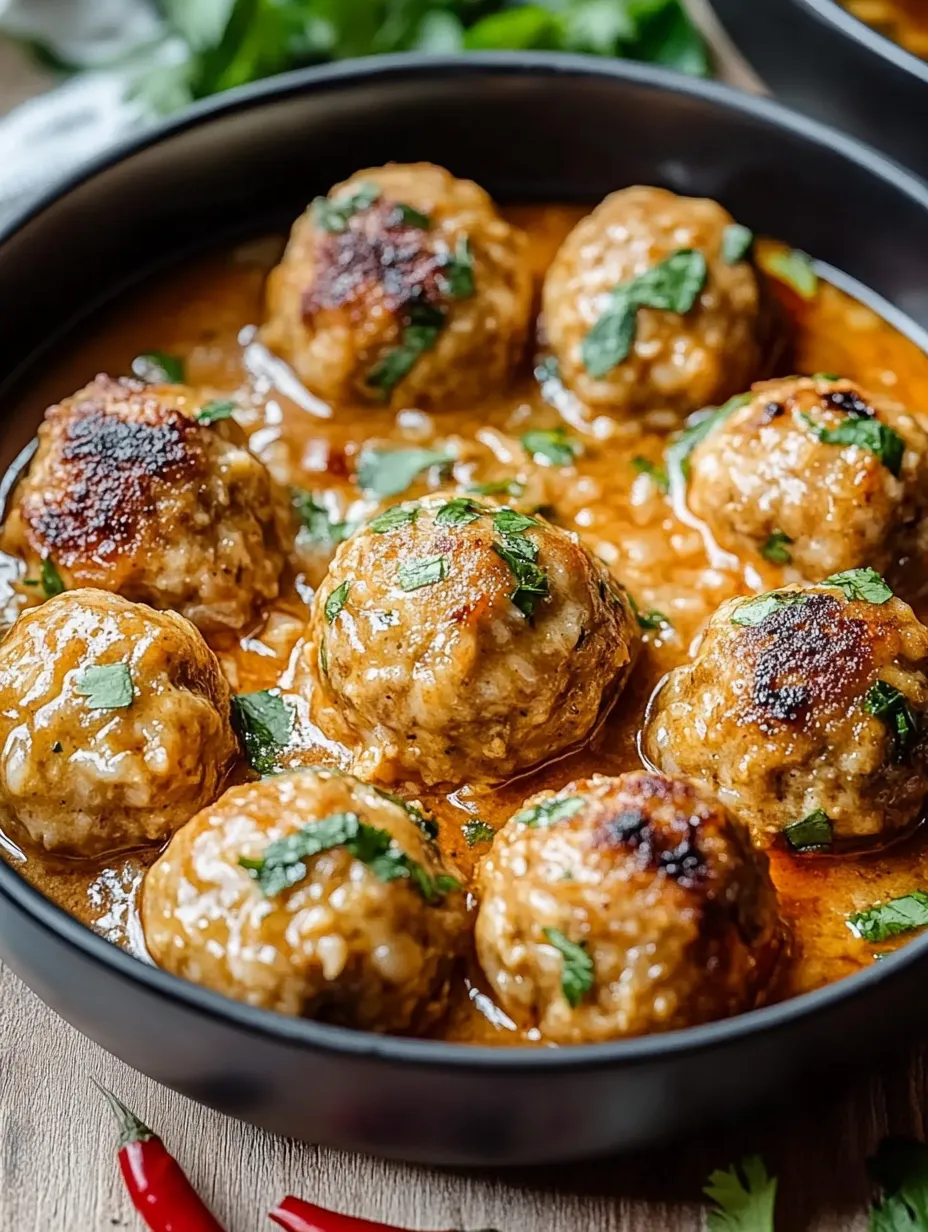 Un bol de boulettes dans une sauce brune.