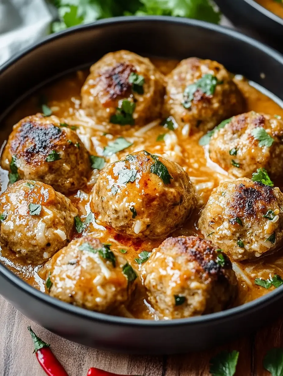 Un bol de boulettes dans une sauce.