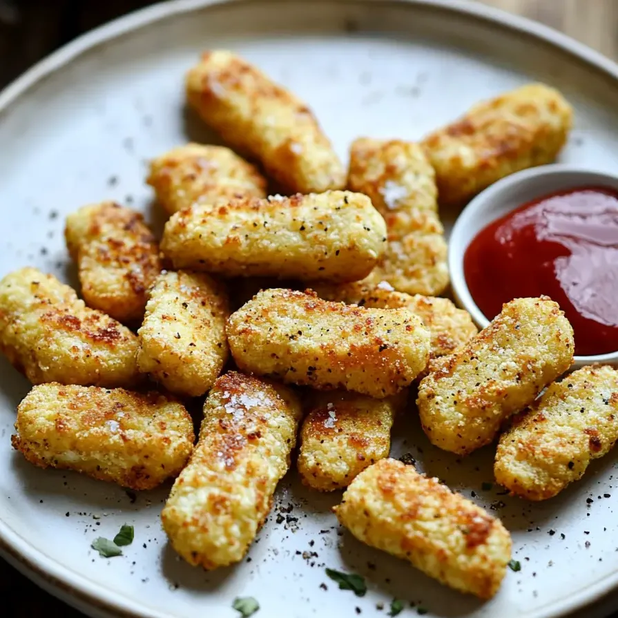 Une assiette de croquettes de chou-fleur cuites.