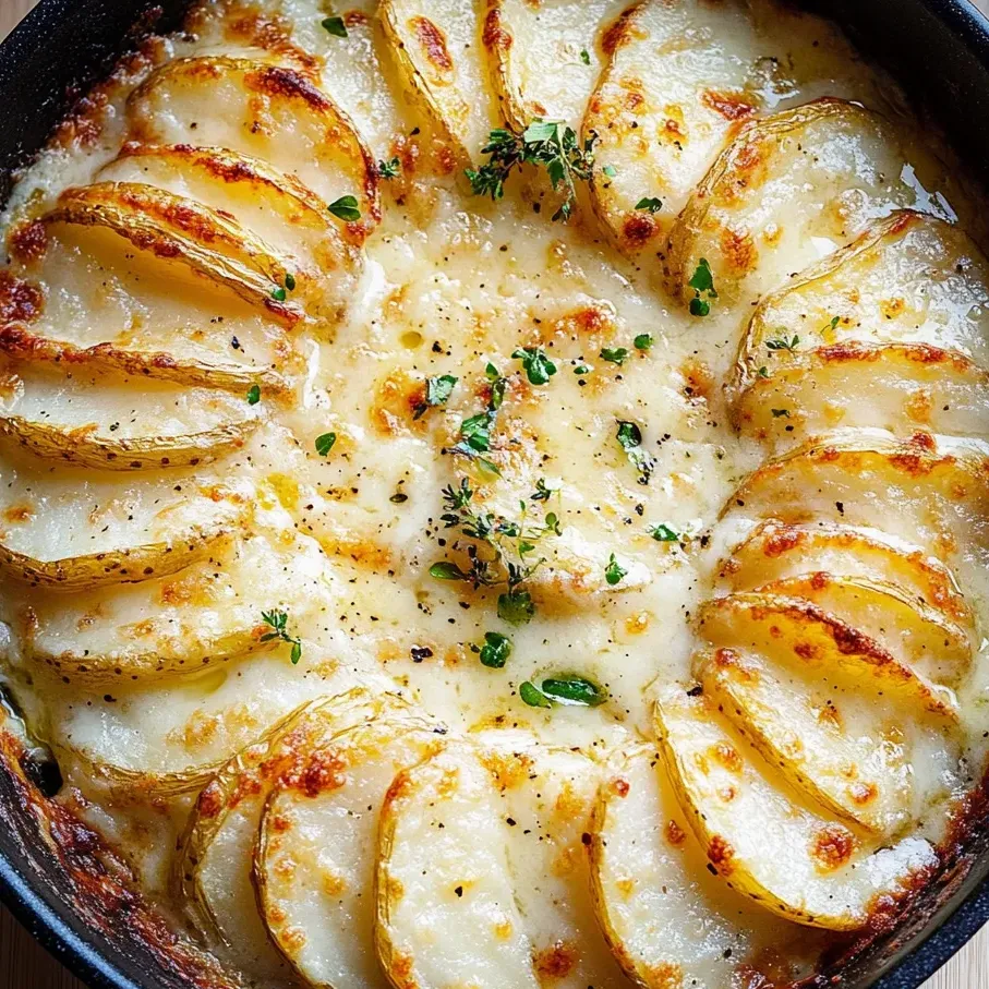 Un gros plan d'un délicieux gratin de pommes de terre.