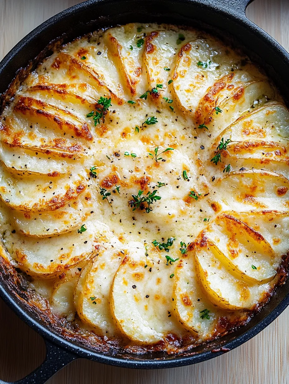 Un gros plan d'une recette délicieuse de gratin de pommes de terre.