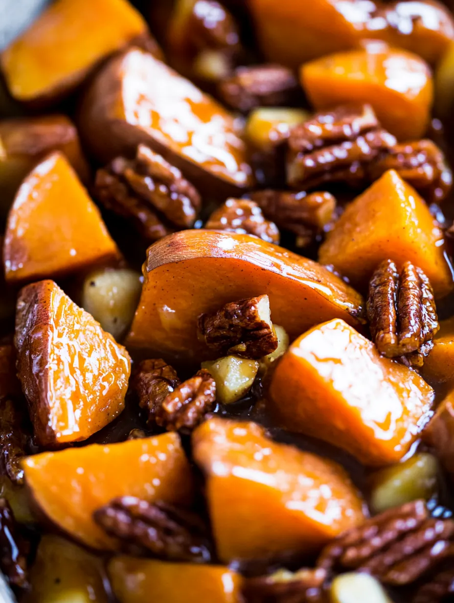 Gros plan sur la recette de patates douces glacées au miel.