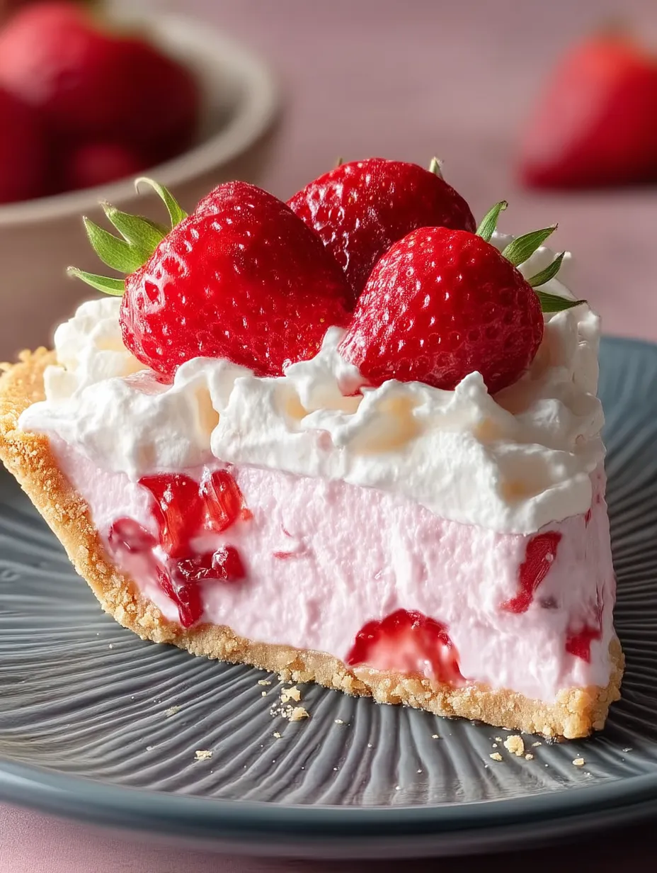 Une part de délice aux fraises et crème fouettée.