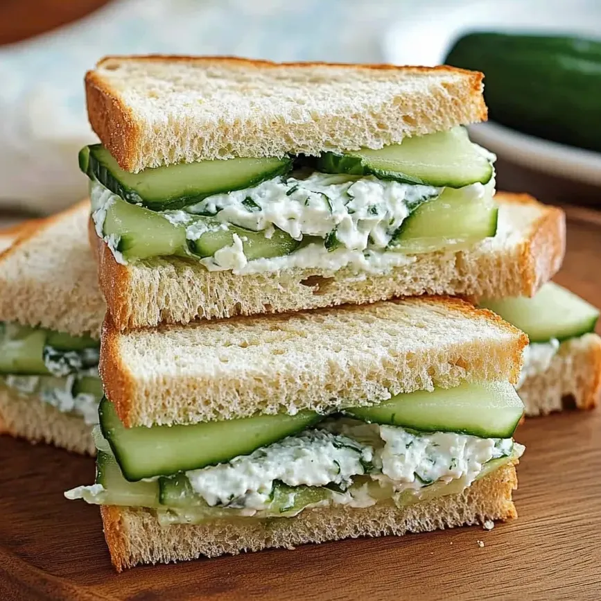 Un tas de sandwiches au concombre.