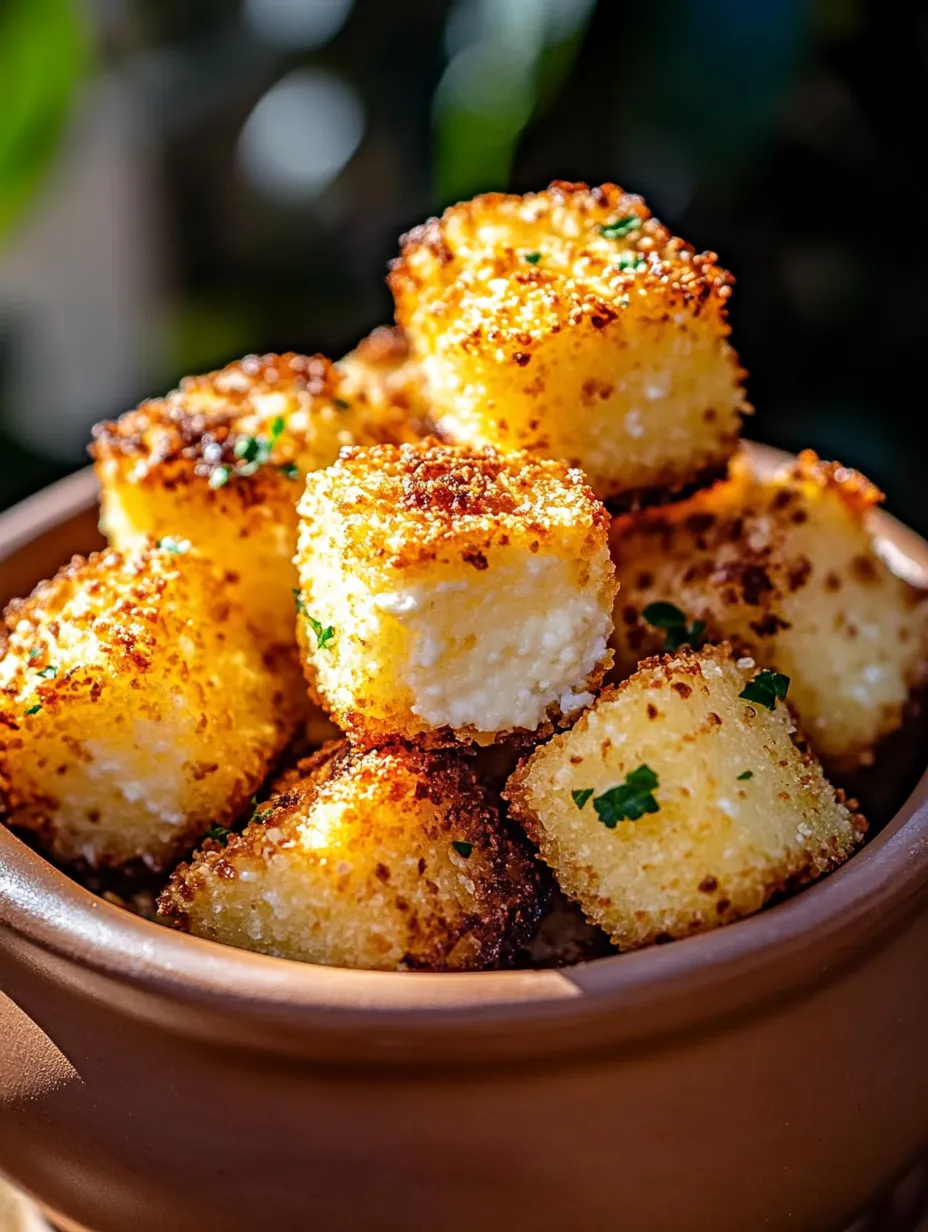 Un bol de bouchées croustillantes au fromage blanc.