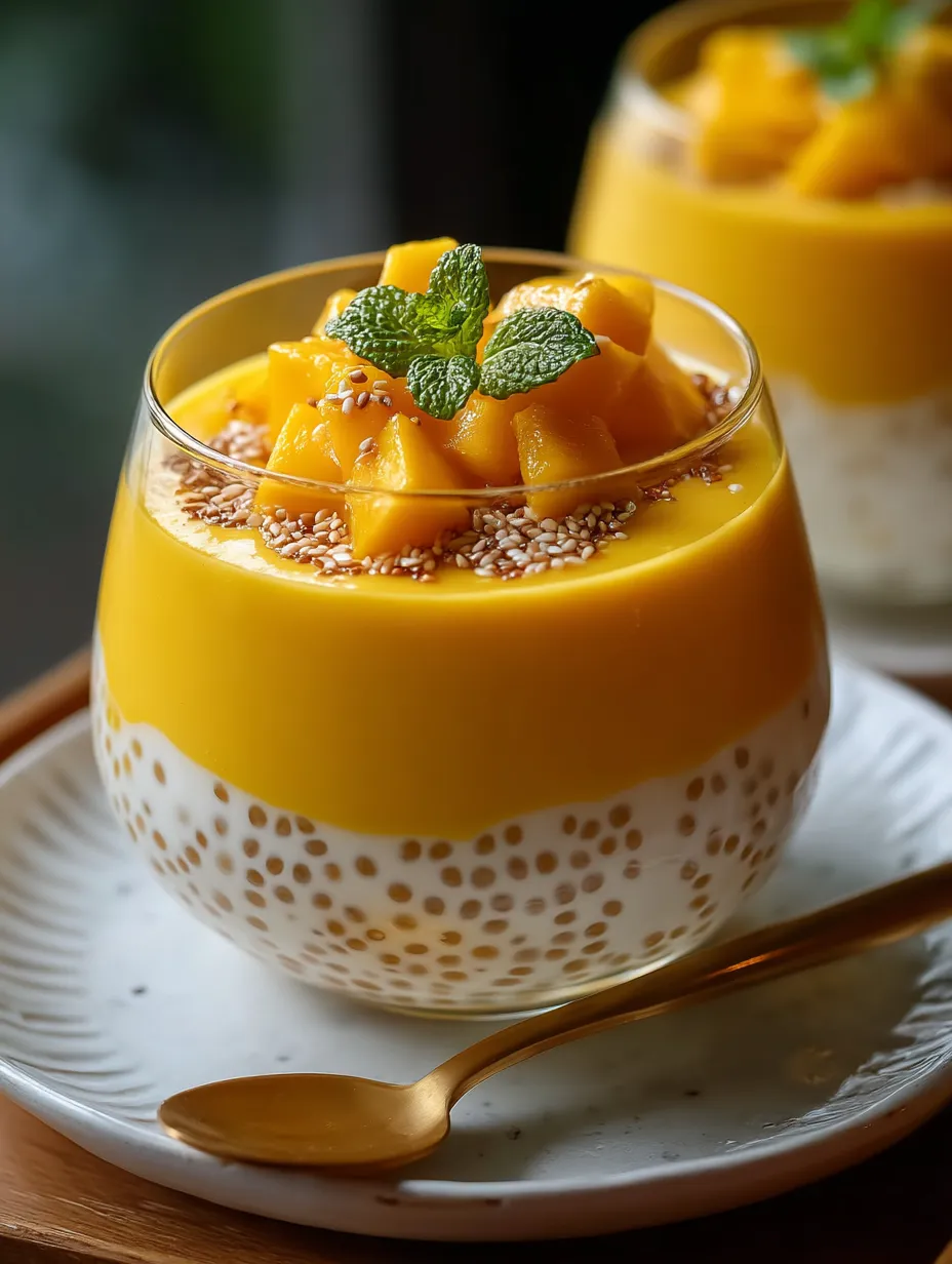 Un verre de dessert mango sago.