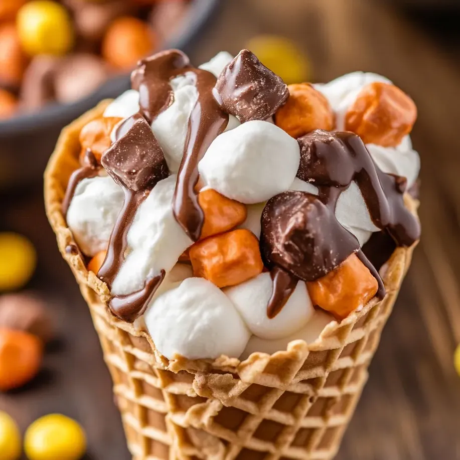 Un délicieux Cône Reese's au feu de camp.