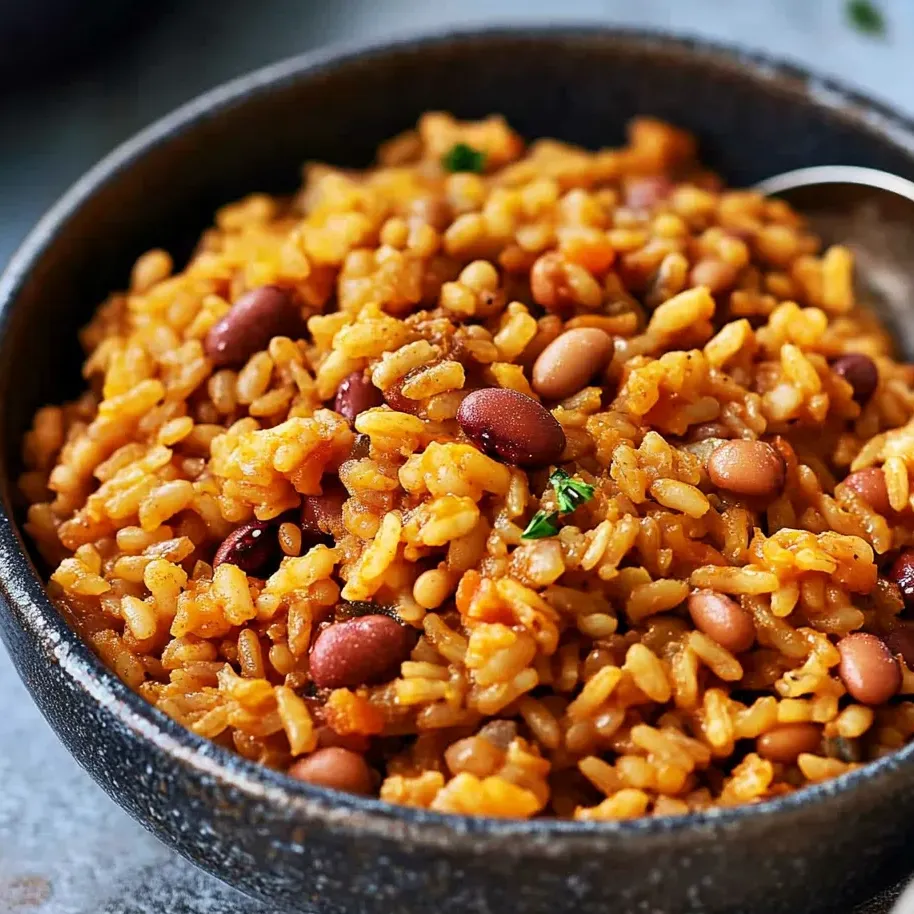 Un bol de riz et haricots.