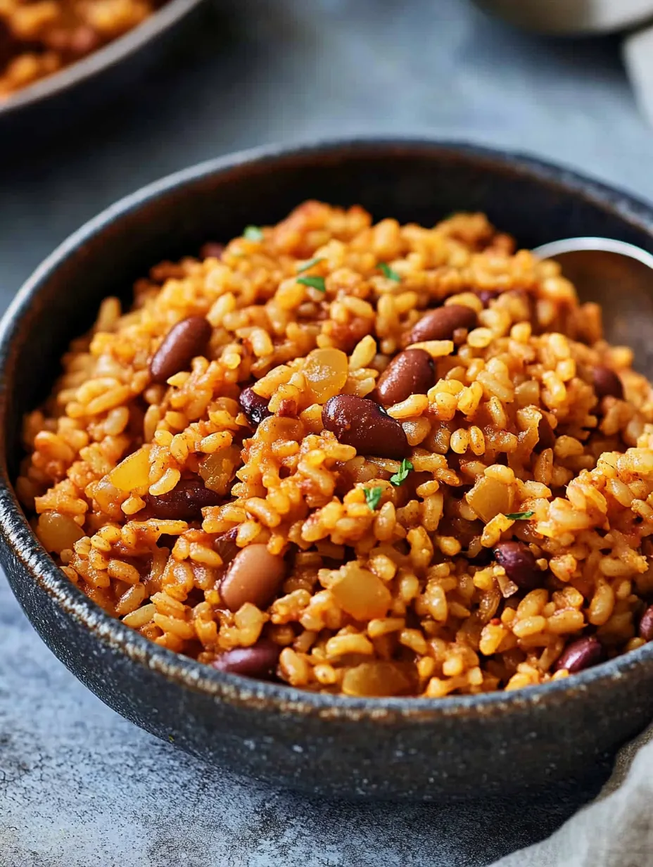 Un bol de riz et haricots.