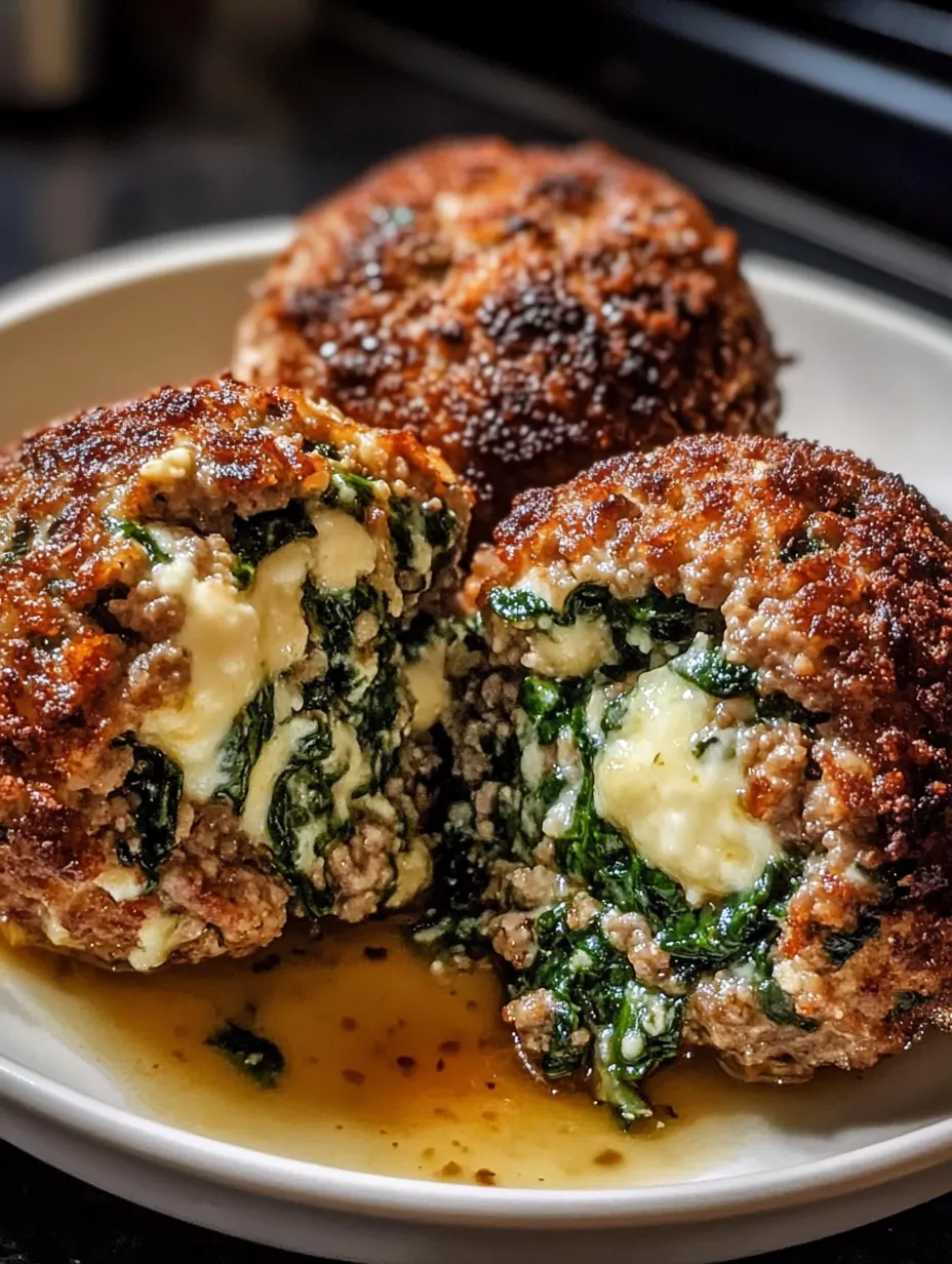Trois boulettes avec épinards et ail.