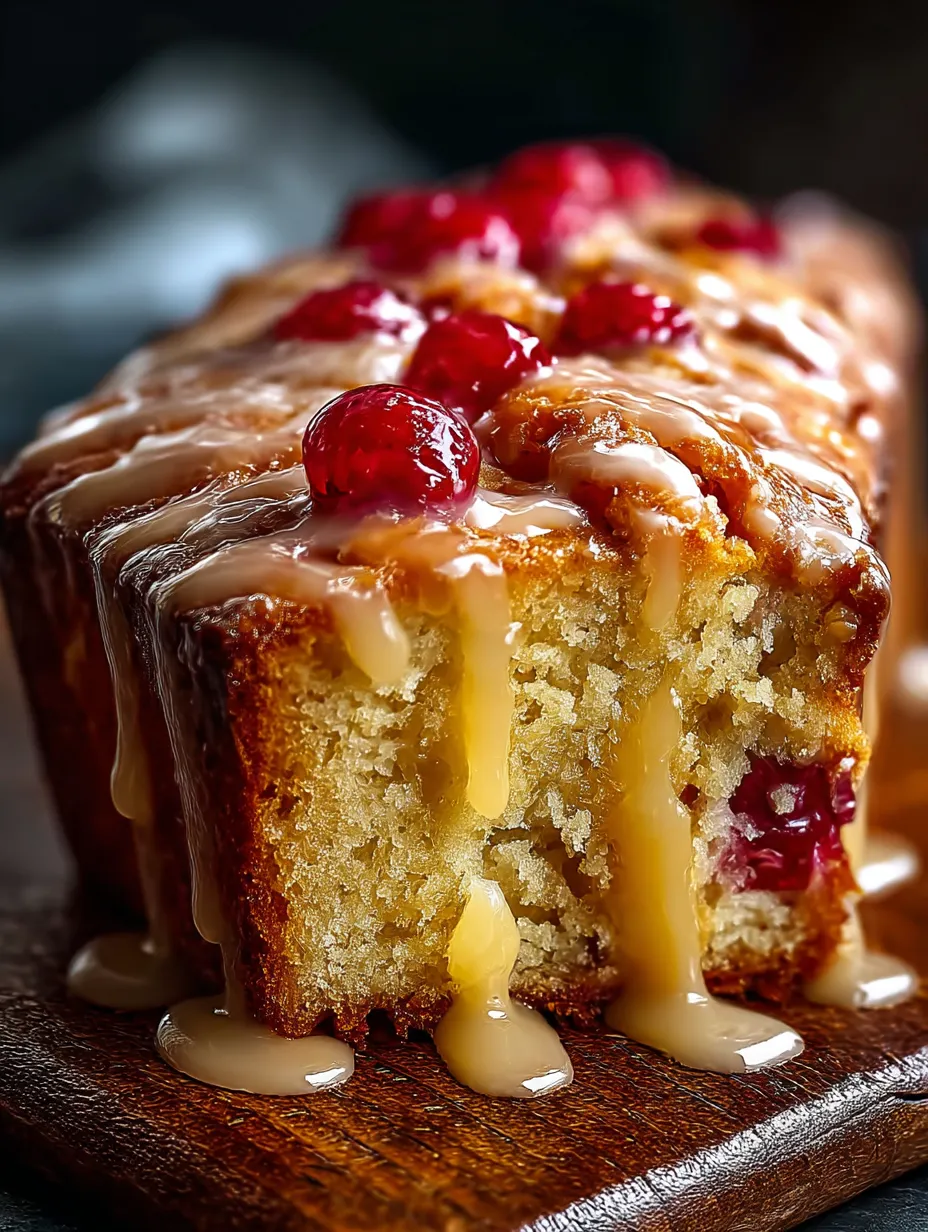 Une tranche de cake citron-rhubarbe.