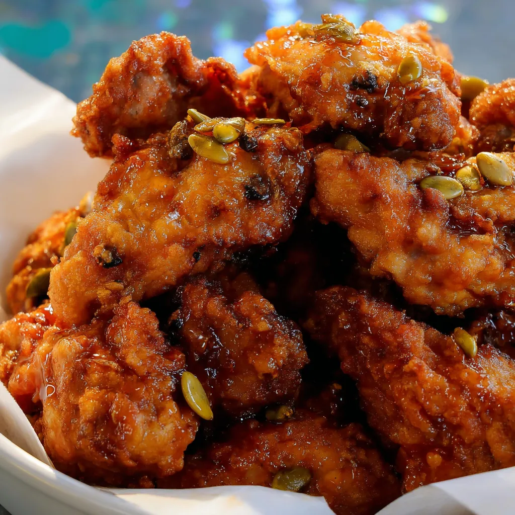 Une assiette de Poulet Frit au Miel et Beurre.