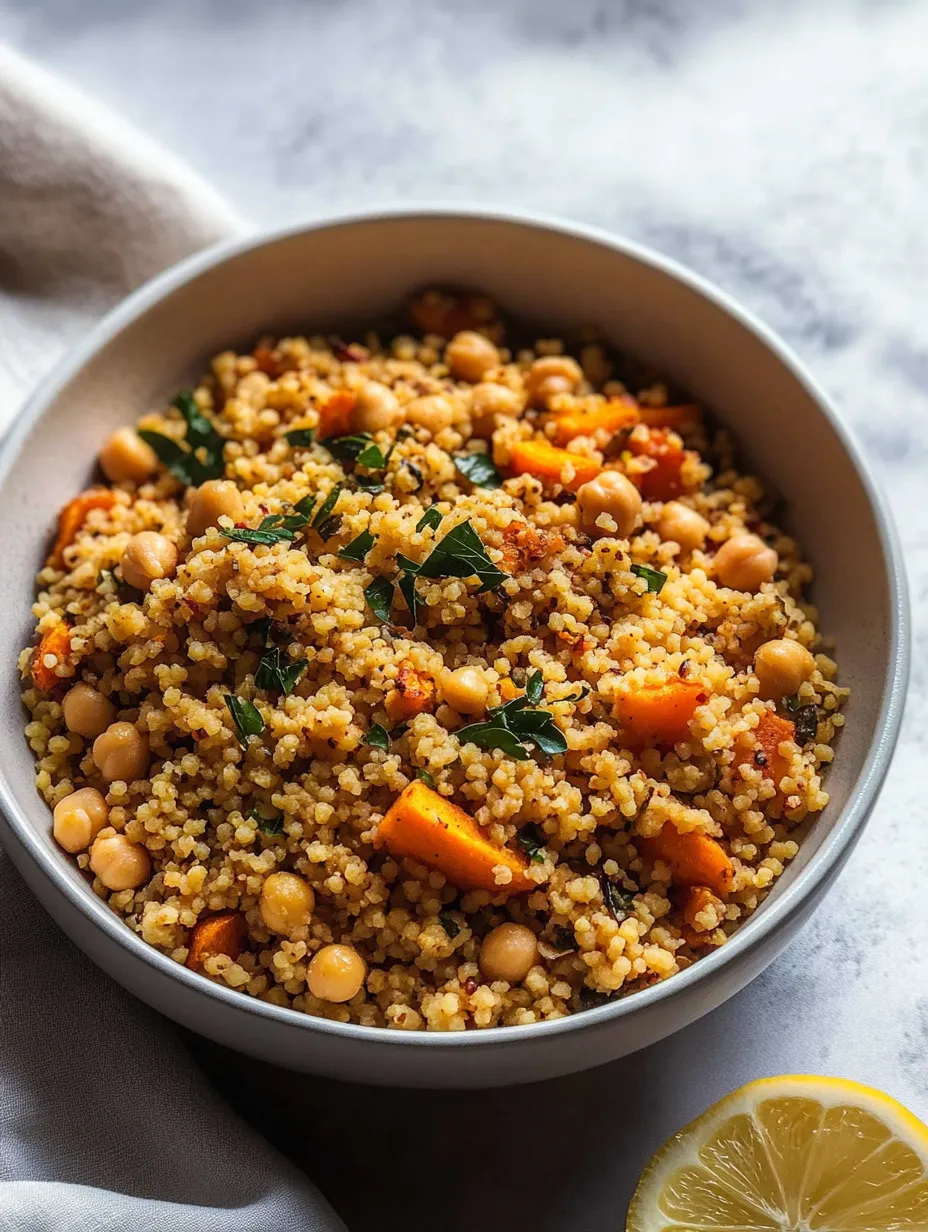 Un bol de recette de Couscous Marocain aux Patates Douces.