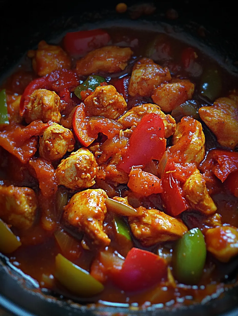 Un plat de recette de poulet aux poivrons.