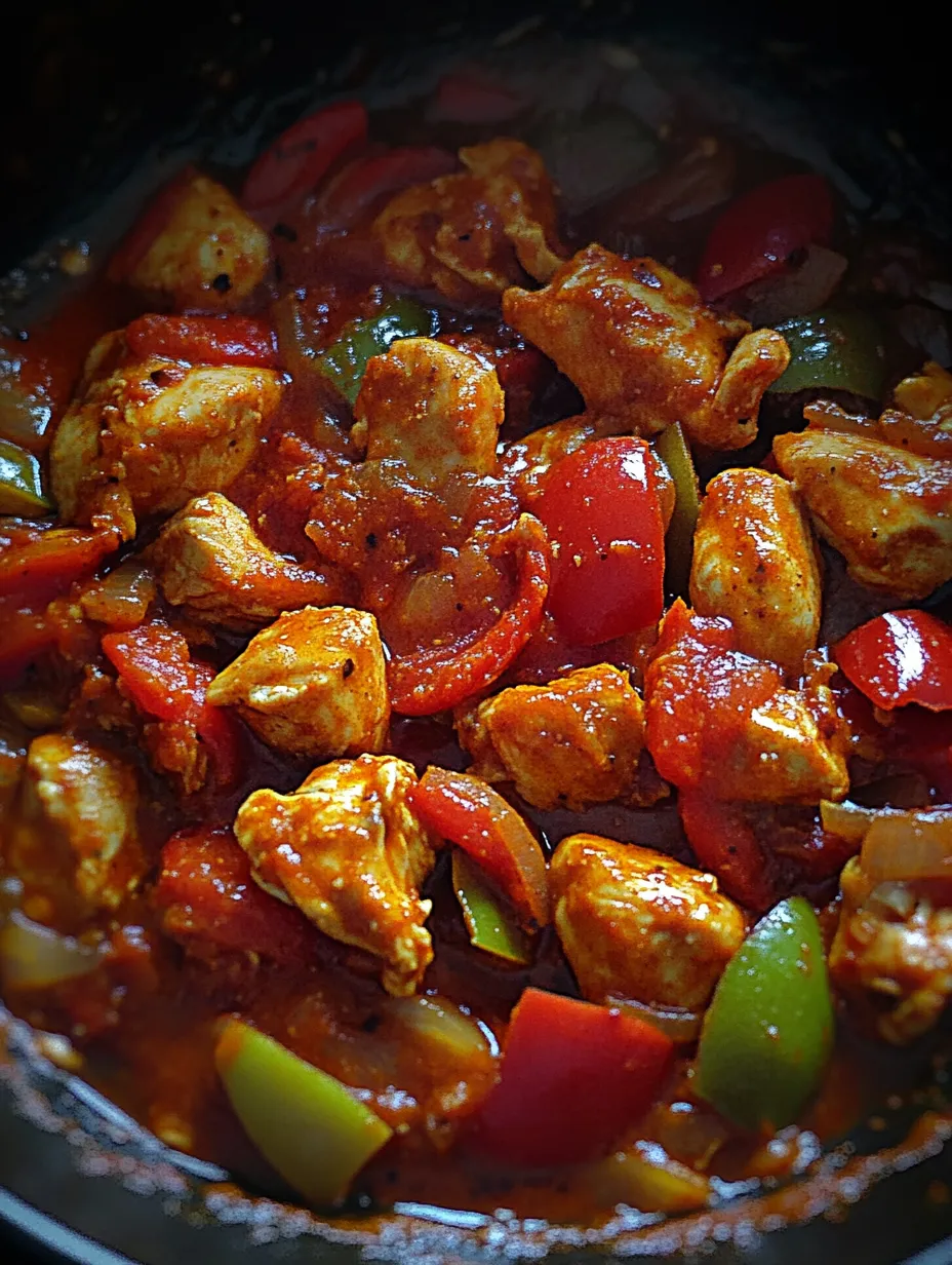 Un plat de poulet aux poivrons.