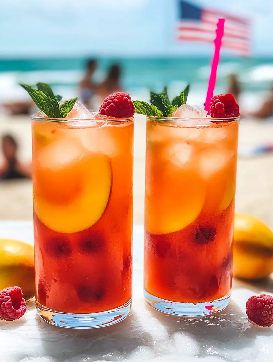 Deux verres de Limonade Pêche-Framboise.