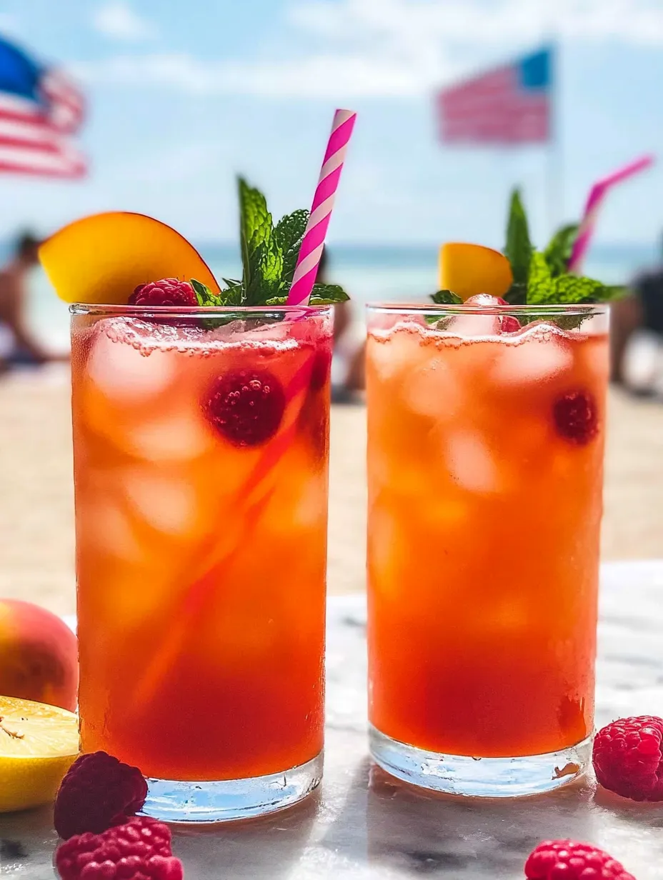 Deux verres de Limonade Pêche-Framboise.