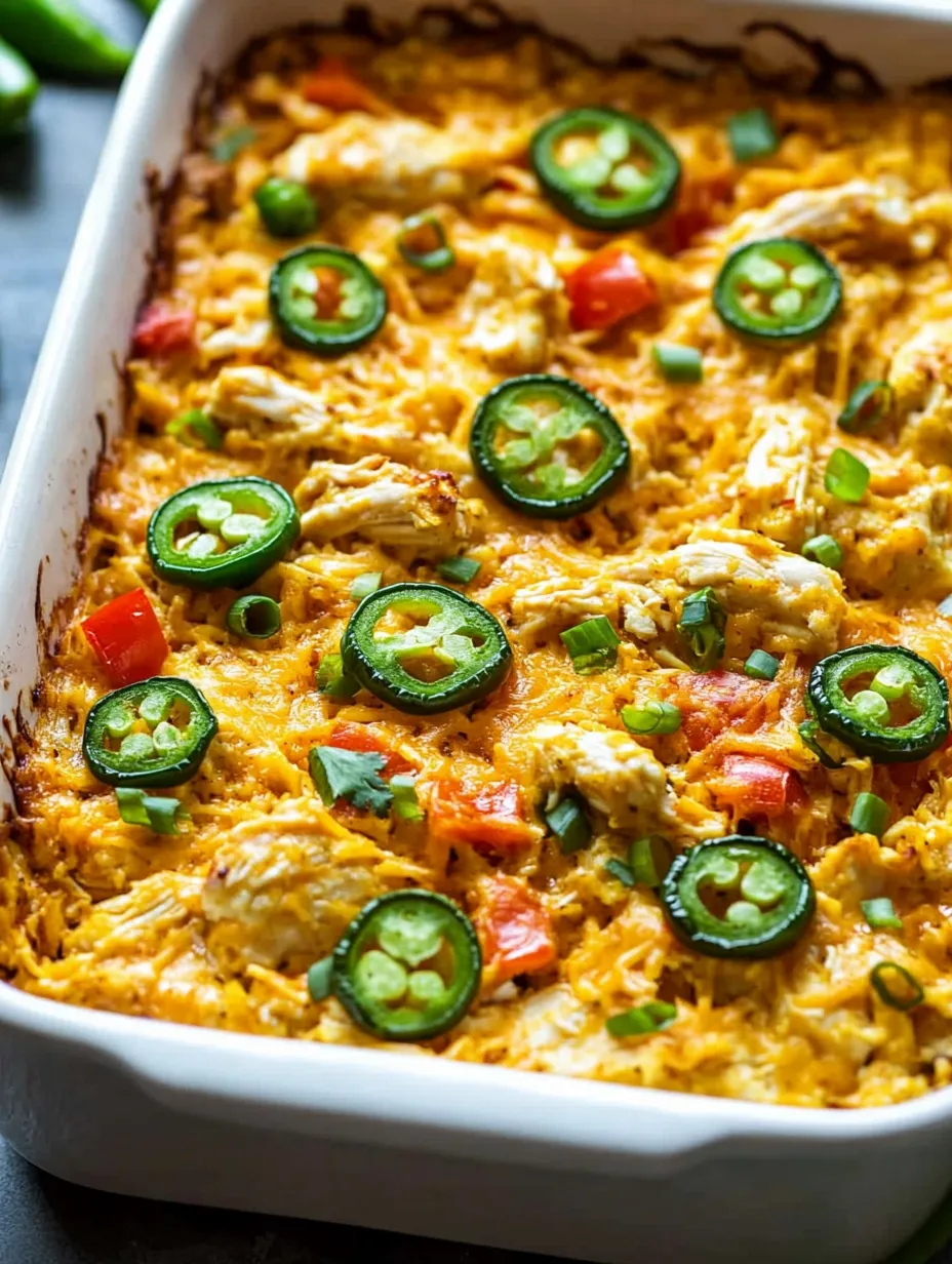 Un plat avec des piments et du poulet.