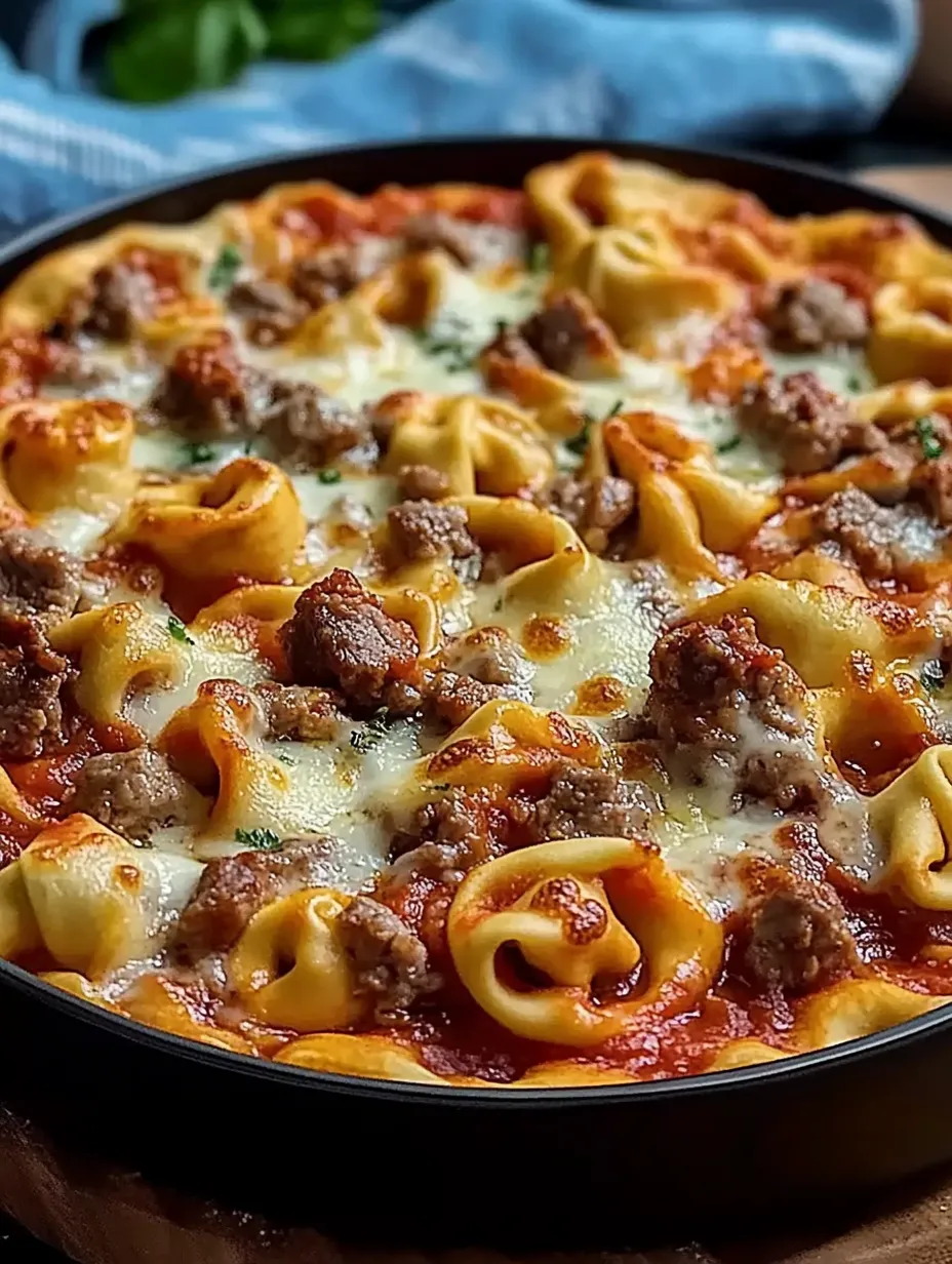 Une pizza avec des tortellini par-dessus.