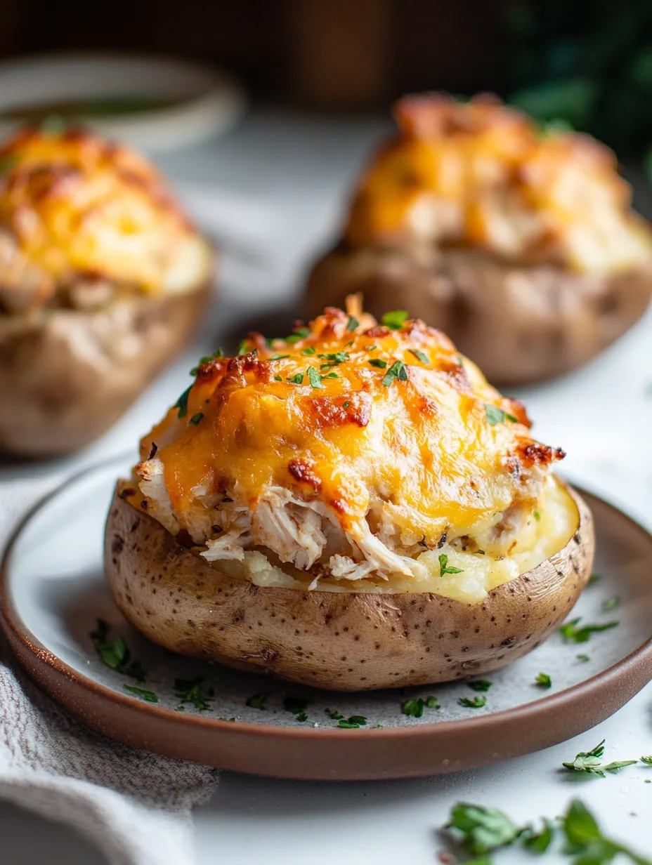 Pommes de terre farcies au poulet "crack".