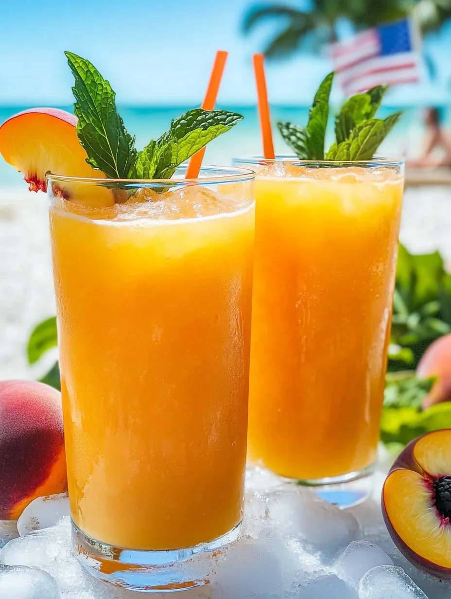Deux verres de limonade à la pêche fraîche et sucrée.