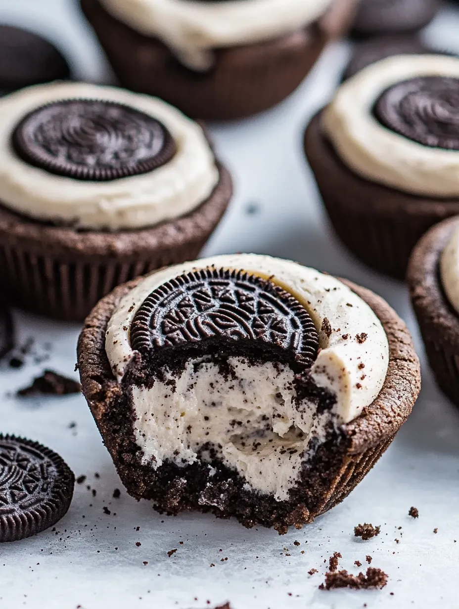 Un gros plan d'une délicieuse coupe façon cheesecake aux Oreo.